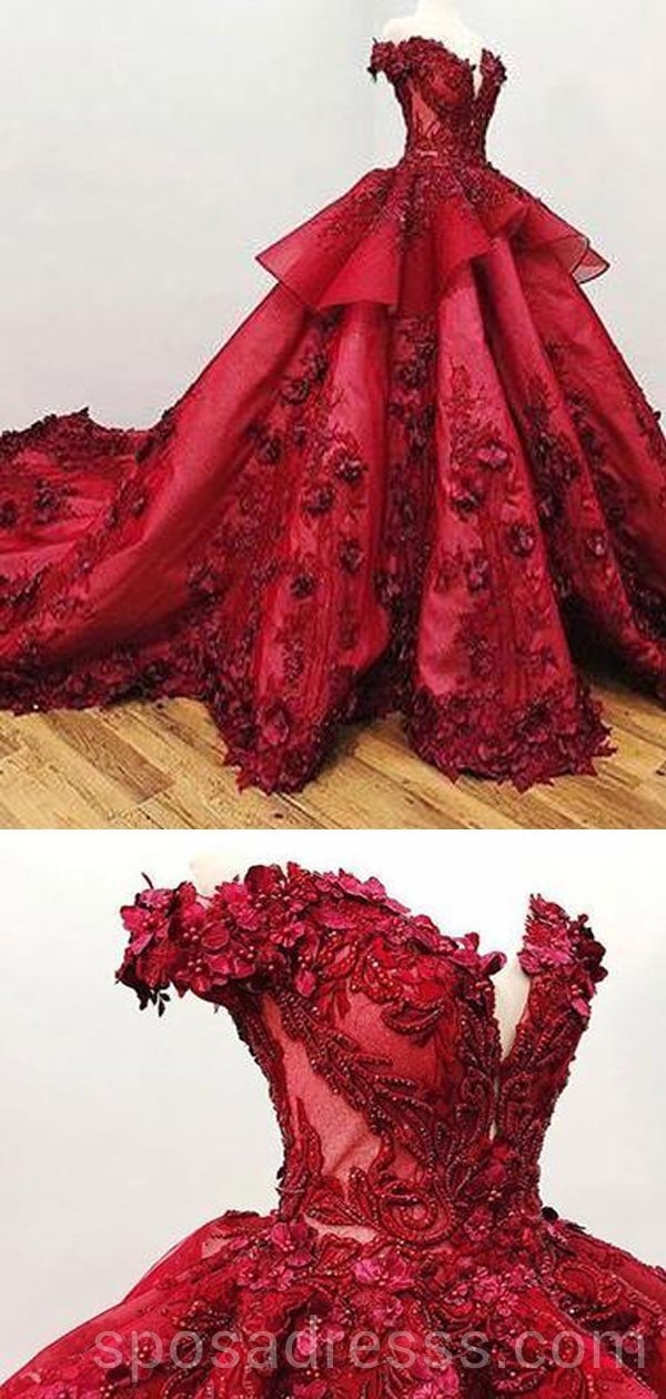 One Shoulder Red Ball Gowns Wedding Dresses 222191 – Viniodress